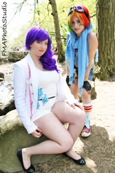 Size: 576x864 | Tagged: safe, artist:avalon-cosplay, artist:leikela cosplay, rainbow dash, rarity, human, cosplay, irl, irl human, photo