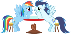 Size: 8360x3996 | Tagged: safe, artist:bobthelurker, rainbow dash, soarin', pegasus, pony, absurd resolution, female, male, shipping, soarindash, straight