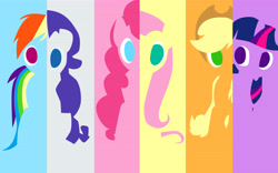 Size: 5333x3333 | Tagged: safe, artist:brandatello, derpibooru import, applejack, fluttershy, pinkie pie, rainbow dash, rarity, twilight sparkle, earth pony, pegasus, pony, unicorn, mane six, minimalist, what my cutie mark is telling me