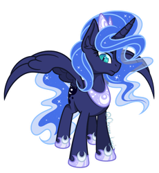 Size: 1992x2168 | Tagged: safe, artist:chrono_logic, princess luna, alicorn, pony, female, mare, redesign, simple background, solo, transparent background, wings