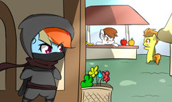 Size: 4200x2500 | Tagged: safe, artist:misterbrony, rainbow dash, spitfire, pegasus, pony, chibi, ninja