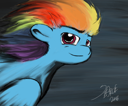 Size: 1024x853 | Tagged: safe, artist:th3ipodm0n, derpibooru import, rainbow dash, pegasus, pony, looking at you, motion blur, solo, windswept mane