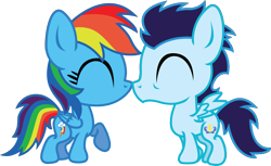 Size: 2526x1544 | Tagged: safe, artist:inkrose98, rainbow dash, soarin', pegasus, pony, chibi, female, male, shipping, soarindash, straight