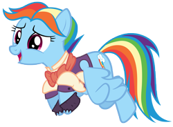 Size: 9500x7000 | Tagged: safe, artist:tardifice, derpibooru import, rainbow dash, pegasus, pony, a hearth's warming tail, absurd resolution, bowtie, clothes, cute, dashabetes, flying, rainbow dash always dresses in style, shirt, simple background, snowdash, solo, transparent background, vector, waistcoat