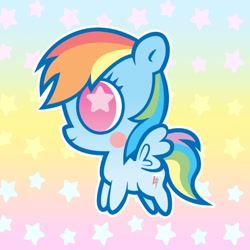 Size: 700x700 | Tagged: safe, artist:disfiguredstick, derpibooru import, rainbow dash, pegasus, pony, chibi, cute, dashabetes, solo, starry eyes, wingding eyes