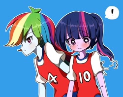 Size: 827x652 | Tagged: safe, artist:lotte, derpibooru import, rainbow dash, twilight sparkle, equestria girls, clothes, crying, jersey, sports