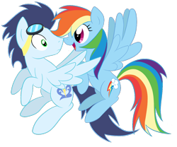 Size: 1250x1040 | Tagged: safe, artist:chiweee, artist:rainbowflamecharge47, rainbow dash, soarin', pegasus, pony, cute, dashabetes, female, male, shipping, simple background, soarindash, straight, transparent background, vector