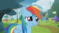 Size: 1920x1080 | Tagged: safe, screencap, rainbow dash, pegasus, pony, rainbow falls, cute, dashabetes, female, lip bite, mare, smiling, solo