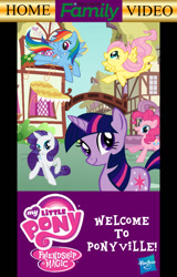 Size: 640x1000 | Tagged: safe, derpibooru import, fluttershy, pinkie pie, rainbow dash, rarity, twilight sparkle, earth pony, pegasus, pony, unicorn, cardboard twilight, cover, discovery family logo, fake, my little pony logo, stock vector, vhs