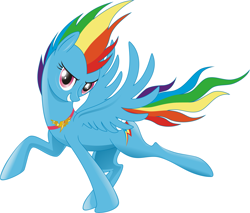 Size: 2677x2276 | Tagged: safe, artist:vasillium, rainbow dash, pegasus, pony, blue coat, female, mare, multicolored mane, simple background, solo, white background, wings