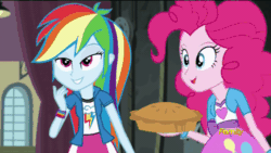 Size: 500x281 | Tagged: safe, derpibooru import, screencap, pinkie pie, rainbow dash, equestria girls, friendship games