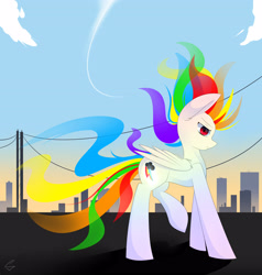 Size: 2893x3044 | Tagged: safe, artist:php69, derpibooru import, rainbow dash, pegasus, pony, city, solo, super rainbow dash