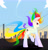 Size: 2893x3044 | Tagged: safe, artist:php69, derpibooru import, rainbow dash, pegasus, pony, city, solo, super rainbow dash