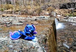 Size: 2048x1404 | Tagged: safe, photographer:pakapaka1993, princess luna, irl, japan, photo, plushie, river, solo, waterfall