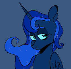 Size: 688x672 | Tagged: safe, artist:woollily, princess luna, alicorn, pony, bust, gray background, simple background, solo