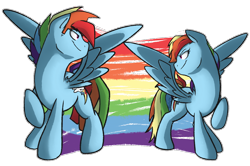 Size: 1000x663 | Tagged: safe, artist:nolycs, rainbow blitz, rainbow dash, pegasus, pony, rule 63, self ponidox