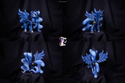 Size: 1600x1065 | Tagged: safe, artist:shuxer59, artist:soulscapecreatives, princess luna, alicorn, pony, craft, cute, female, mare, one hoof raised, sculpture, spread wings, wings