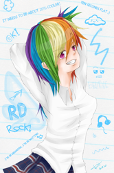 Size: 2220x3353 | Tagged: safe, artist:jenyeongi, derpibooru import, rainbow dash, human, humanized, solo