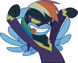 Size: 10000x8122 | Tagged: artist needed, source needed, safe, derpibooru import, rainbow dash, pegasus, pony, luna eclipsed, absurd resolution, clothes, costume, nightmare night, shadowbolt dash, shadowbolts, shadowbolts costume, simple background, solo, transparent background, vector