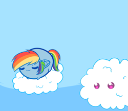 Size: 645x559 | Tagged: safe, artist:pekou, rainbow dash, surprise, pegasus, pony, ask my little chubbies, chubbie, cloud