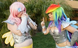 Size: 2048x1276 | Tagged: safe, artist:ladymella, fluttershy, rainbow dash, human, cosplay, irl, irl human, photo