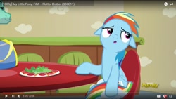 Size: 1599x899 | Tagged: safe, derpibooru import, screencap, rainbow dash, zephyr breeze, pegasus, pony, flutter brutter, discovery family logo, floppy ears, youtube