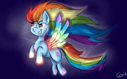 Size: 1734x1080 | Tagged: safe, artist:cuckooparty, rainbow dash, pegasus, pony, colored wings, multicolored wings, rainbow power, rainbow wings, solo