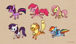 Size: 1771x1044 | Tagged: safe, artist:ezoisum, derpibooru import, applejack, fluttershy, pinkie pie, rainbow dash, rarity, twilight sparkle, earth pony, pegasus, pony, unicorn, mane six