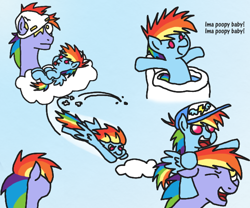 Size: 600x500 | Tagged: safe, artist:ryuspike, rainbow blaze, rainbow dash, pegasus, pony, diaper, filly, potty, potty time