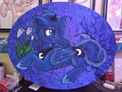 Size: 4160x3120 | Tagged: safe, artist:gleamydreams, princess luna, alicorn, pony, irl, painting, photo