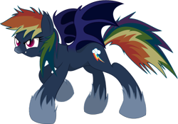 Size: 980x687 | Tagged: safe, artist:burnt-sprinkles, edit, rainbow dash, hengstwolf, pegasus, pony, crossover, fangs, solo, sonic the hedgehog (series), sonic the werehog, sonic unleashed, spread wings, werebow dash