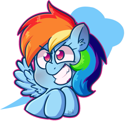 Size: 1035x1007 | Tagged: safe, artist:sonica-michi, derpibooru import, rainbow dash, pegasus, pony, cutie mark background, grin, smiling, solo