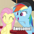 Size: 575x575 | Tagged: safe, derpibooru import, edit, edited screencap, screencap, fluttershy, rainbow dash, pegasus, pony, flutter brutter, cropped, graduation cap, hat, image macro, meme, reaction image, smiling, subtitles