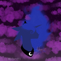 Size: 1000x1000 | Tagged: safe, artist:ohflaming-rainbow, princess luna, alicorn, pony, minimalist, modern art, solo