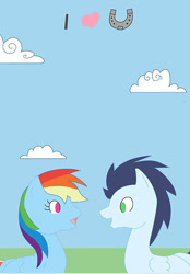 Size: 385x552 | Tagged: safe, artist:pokegirl93, rainbow dash, soarin', pegasus, pony, card, female, male, shipping, soarindash, straight