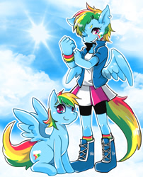 Size: 417x515 | Tagged: safe, artist:plant_tou, rainbow dash, equestria girls, human ponidox, pixiv, solo, square crossover