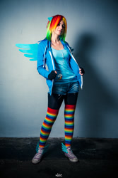 Size: 800x1200 | Tagged: safe, artist:mito-lowe, rainbow dash, human, cosplay, irl, irl human, photo, solo