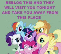 Size: 500x441 | Tagged: safe, derpibooru import, edit, edited screencap, screencap, applejack, fluttershy, pinkie pie, rainbow dash, rarity, twilight sparkle, earth pony, pegasus, pony, unicorn, caption, image macro, mane six, meme