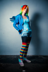 Size: 800x1200 | Tagged: safe, artist:mito-lowe, rainbow dash, human, cosplay, irl, irl human, photo, solo