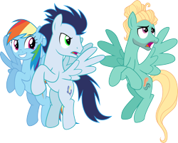 Size: 2978x2400 | Tagged: safe, artist:shabrina025, derpibooru import, rainbow dash, soarin', zephyr breeze, pegasus, pony, flutter brutter, female, jealous soarin', male, pegasi only, shipping, simple background, soarindash, straight, transparent background, vector