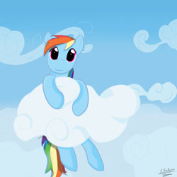 Size: 3000x3000 | Tagged: safe, artist:a_wandering_dragon, rainbow dash, pegasus, pony, cloud, cloudy, solo