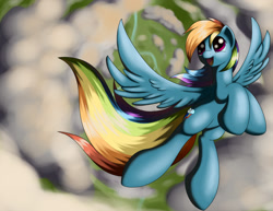 Size: 1375x1062 | Tagged: safe, artist:grennadder, rainbow dash, pegasus, pony, cloud, cloudy, flying, solo, vertigo