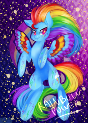 Size: 1000x1400 | Tagged: safe, artist:polkadotzombie, rainbow dash, pegasus, pony, colored wings, multicolored wings, rainbow power, rainbow wings, solo