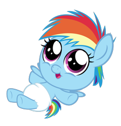 Size: 2864x3000 | Tagged: safe, artist:sollace, derpibooru import, rainbow dash, pegasus, pony, baby, baby dash, baby pony, cute, dashabetes, diaper, foal, hug request, simple background, solo, sweet dreams fuel, transparent background, vector, weapons-grade cute