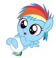 Size: 2864x3000 | Tagged: safe, artist:sollace, derpibooru import, rainbow dash, pegasus, pony, baby, baby dash, baby pony, cute, diaper, foal, simple background, solo, transparent background, vector, weapons-grade cute