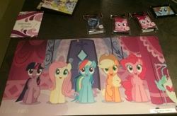 Size: 905x593 | Tagged: safe, derpibooru import, applejack, dj pon-3, fluttershy, pinkie pie, rainbow dash, twilight sparkle, vinyl scratch, earth pony, pegasus, pony, unicorn, suited for success, card, merchandise, official, poster, trading card