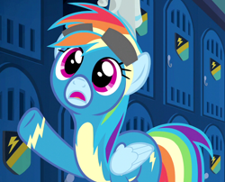 Size: 892x720 | Tagged: safe, derpibooru import, screencap, rainbow dash, pegasus, pony, newbie dash, adorable face, clothes, cute, dashabetes, diabetes, faic, female, mare, open mouth, raised hoof, wonderbolts, wonderbolts uniform