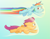 Size: 3049x2356 | Tagged: safe, artist:041744, rainbow dash, scootaloo, pegasus, pony, flying, scootaloo can fly