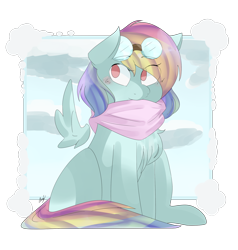 Size: 2000x2100 | Tagged: safe, artist:anafazbear, derpibooru import, rainbow dash, pegasus, pony, clothes, scarf, solo