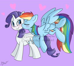 Size: 3986x3521 | Tagged: safe, artist:bloodyhellhayden, rainbow dash, rarity, pegasus, pony, unicorn, female, heart, kissing, lesbian, raridash, shipping